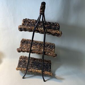Wine Bottles Wicker Decorative 3 Tiered Holder Storage Home Bar Liquors Kitchen